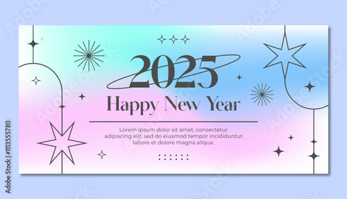 Gradient new year 2025 social media banner template