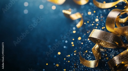 Golden ribbons and confetti create a festive atmosphere for celebration