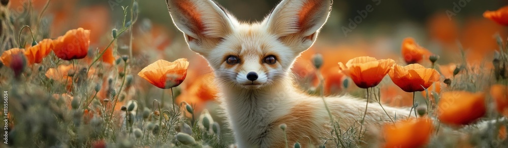 Fennec Fox in Poppy Field Fennec Fox in Poppy Field