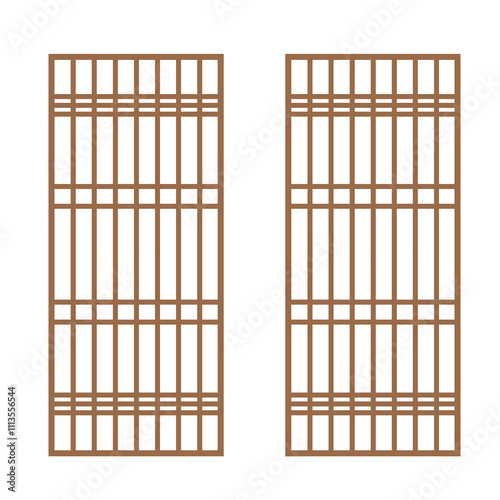 Illustration of traditional Korean window and door frames.