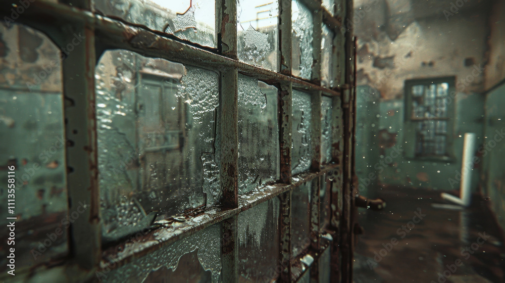 Dingy Windows: Glass panes smeared with dirt and rain streaks, blocking natural light and casting a dull, gloomy atmosphere in the room.
Dingy Windows: Glass panes smeared with dirt and rain streaks, blocking natural light and casting a dull, gloomy atmosphere in the room.