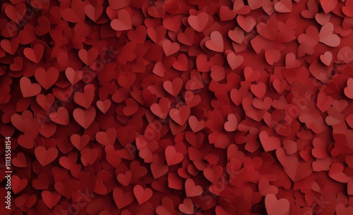 Pink paper hearts scattered on a soft pink background for a festive celebration