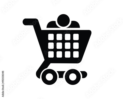 Shopping cart icon isolated white background. Shopping basket icon flat style. Web store shopping cart. Shopping trolley icon vector.