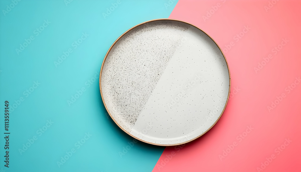 A minimalist plate divided with textured white and smooth pastel colors. A minimalist plate divided with textured white and smooth pastel colors.