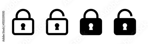 Lock icon set. privacy icon , secure private security icons - padlock icon button - Keyhole icon, Door key hole button	
