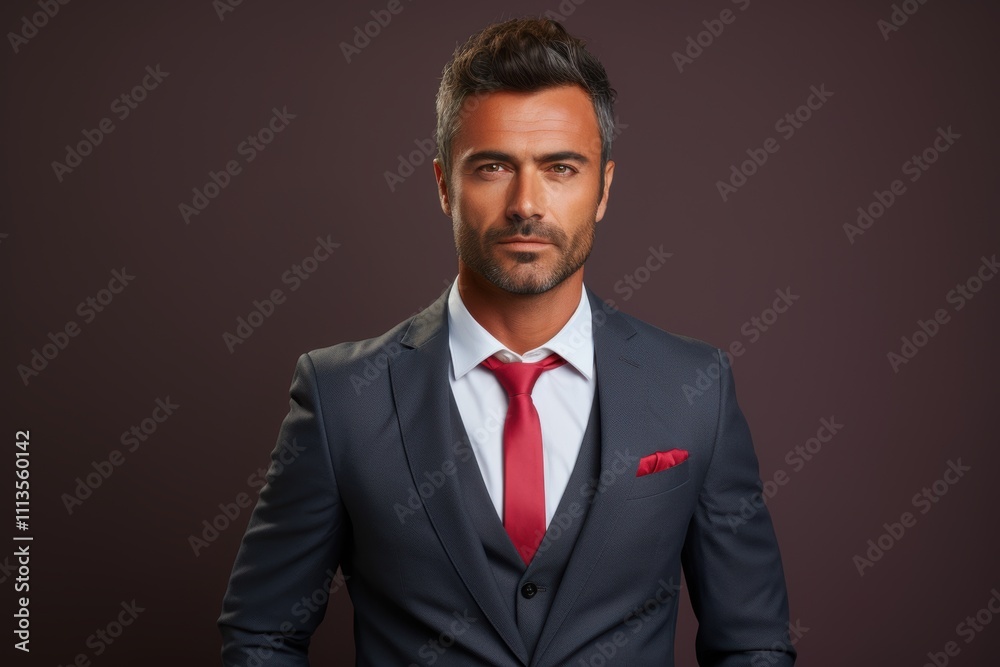 A man in a suit and tie with a red tie and a red pocket square A man in a suit and tie with a red tie and a red pocket square