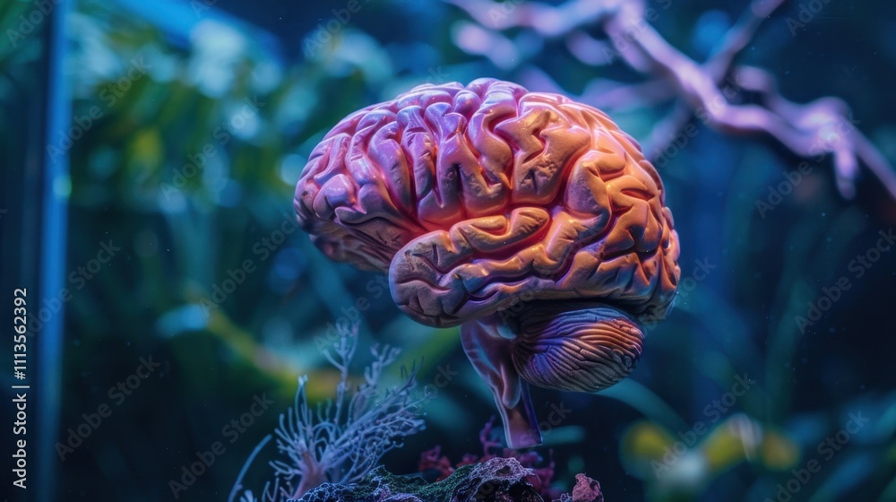 Obraz premium Ghrelin: This hormone stimulates hunger, signaling the brain to increase appetite and food intake, helping to regulate body energy levels and eating behavior.