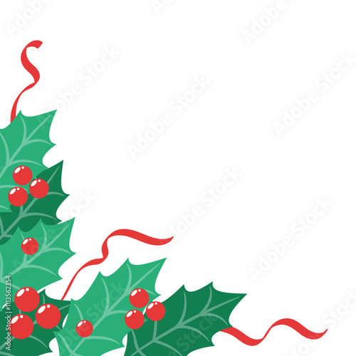 Corner Leaves Christmas with Ribbon