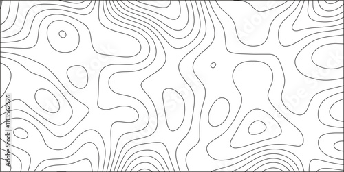 Ocean topographic line map with curvy wave isolines vector illustration. Topographic contours map background. Geographic line map with seamless ornament design. Map contour in lines solated 