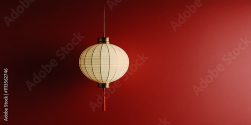 Elegant red lantern illuminates a cozy setting with warm light and intricate ...