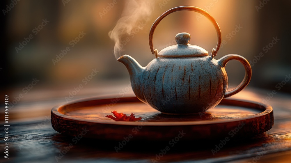 A Serene Minimalist Ceramic Teapot on Wooden Tray: Perfect for Wellness and Tea Culture Blogs A Serene Minimalist Ceramic Teapot on Wooden Tray: Perfect for Wellness and Tea Culture Blogs
