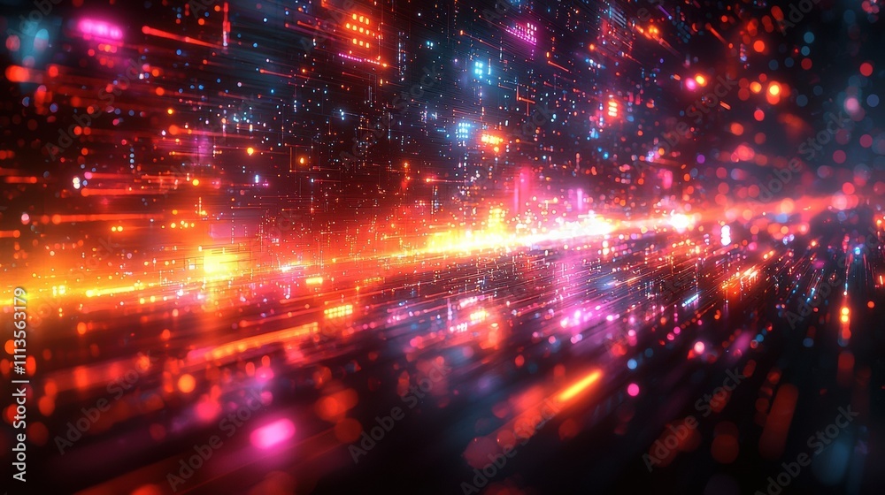 Obraz premium Captivating Cosmic Explosion of Iridescent Galactic Energies in Vibrant Hues