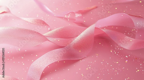 Soft pink ribbon with glittery background for celebration decor and crafts