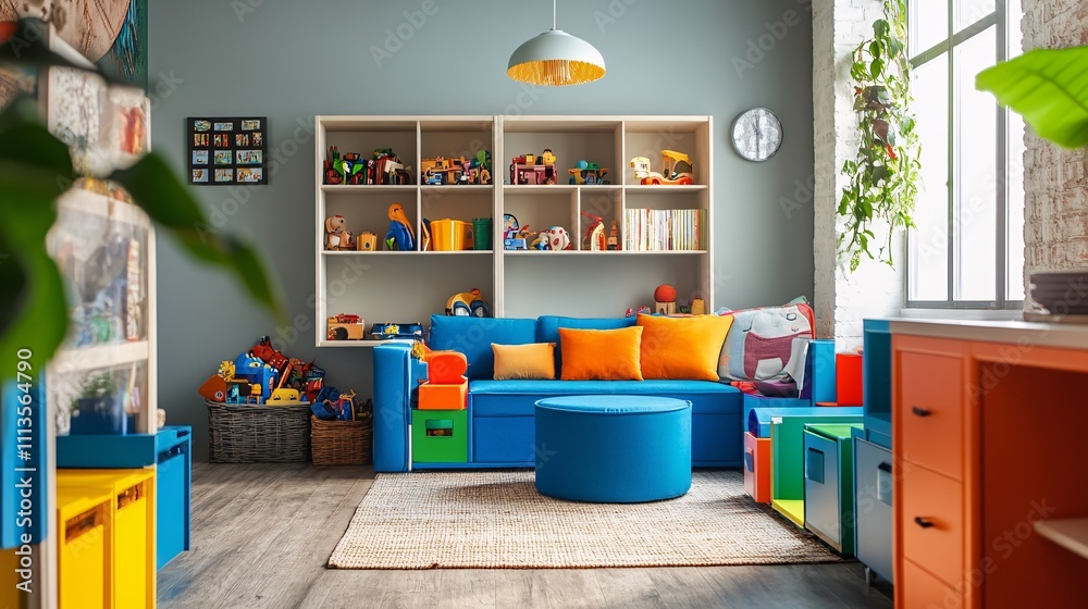 Fototapeta premium kids-friendly living room with colorful furniture