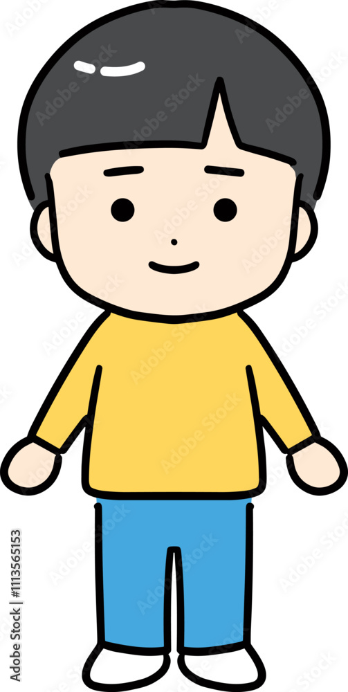 笑顔で立っている男の子のイラスト 笑顔で立っている男の子のイラスト