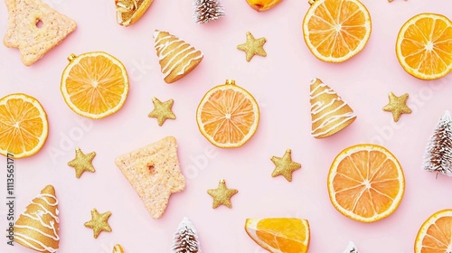 Christmas Orange and Cookie Pattern photo