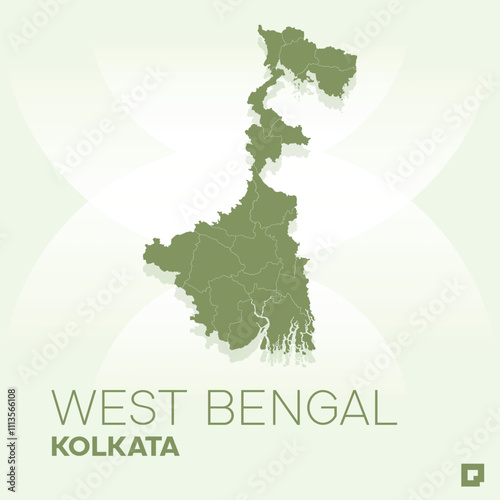 West Bengal vector map, Vector map of West Bengal, editable eps, AI files, Vector illustration of West Bengal vector map	
