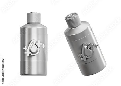 High-Quality 3D Rendered Body Care Icon – Modern Cosmetic Small Bottle Cream Lotion PNG Transparent Background