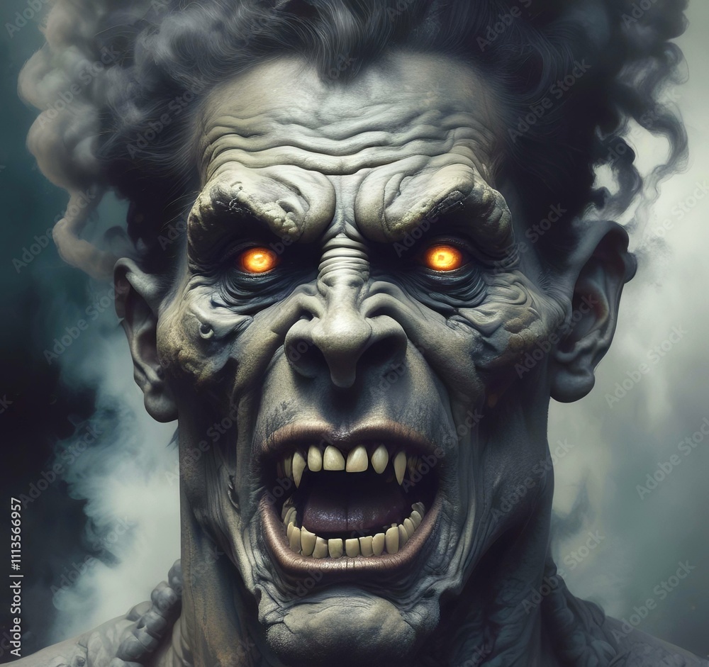 Illustration of devil spooky face in dramatic smoke. Illustration of devil spooky face in dramatic smoke.