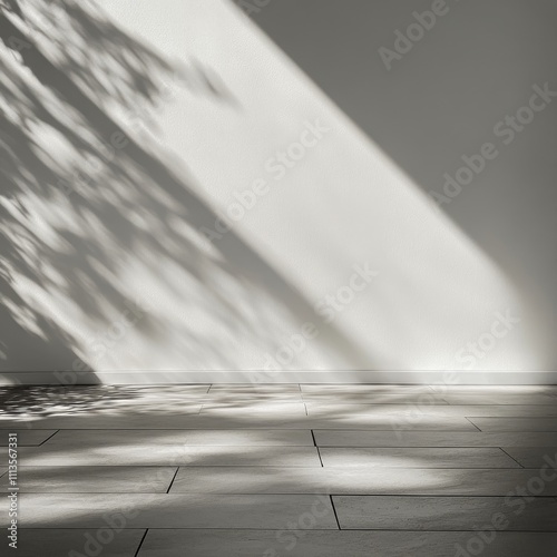 Light and shadow interplay in a modern minimalistic interior space during the...