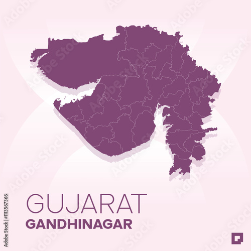 Gujarat vector map, Vector map of Gujarat, editable eps, AI files, Vector illustration of Gujarat vector map	
