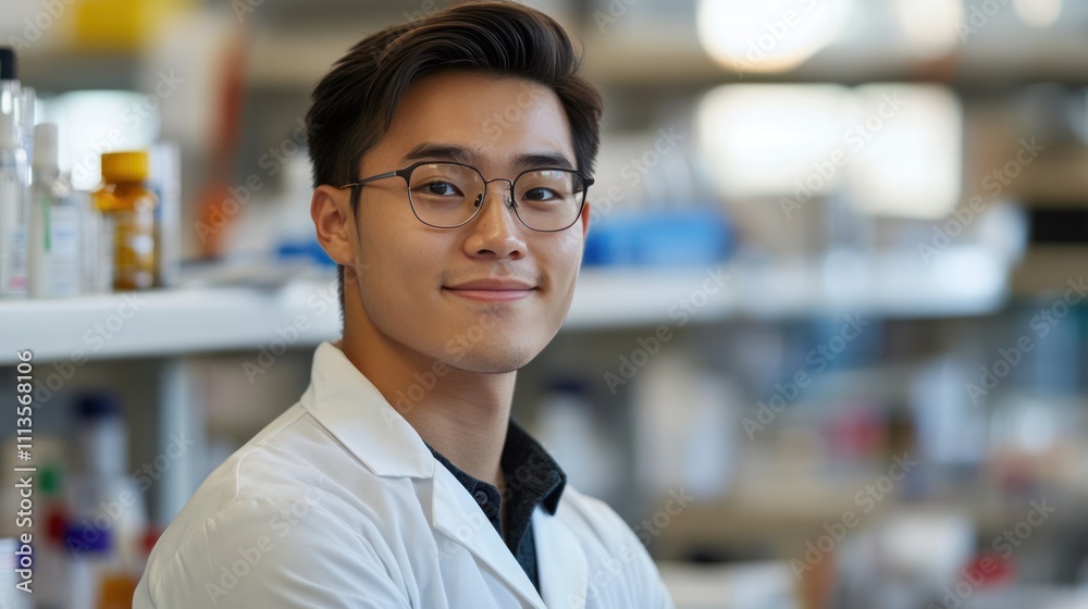 Young man developing laboratory innovation technologies for global impact Young man developing laboratory innovation technologies for global impact