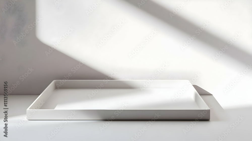 custom made wallpaper toronto digitalA minimalist white tray casting soft shadows on a light surface.