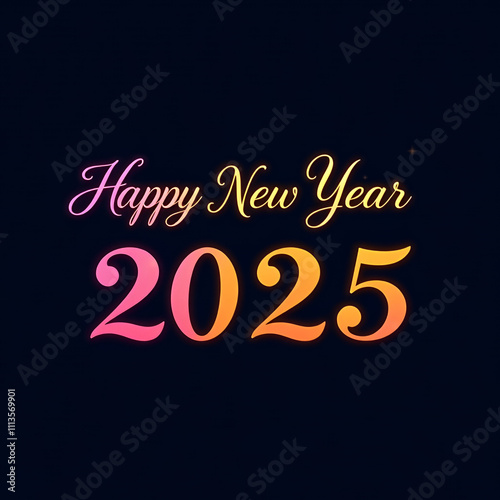 "Happy New Year 2025" Presented In Bright, Decorative Lettering Against A Dark Backdrop.