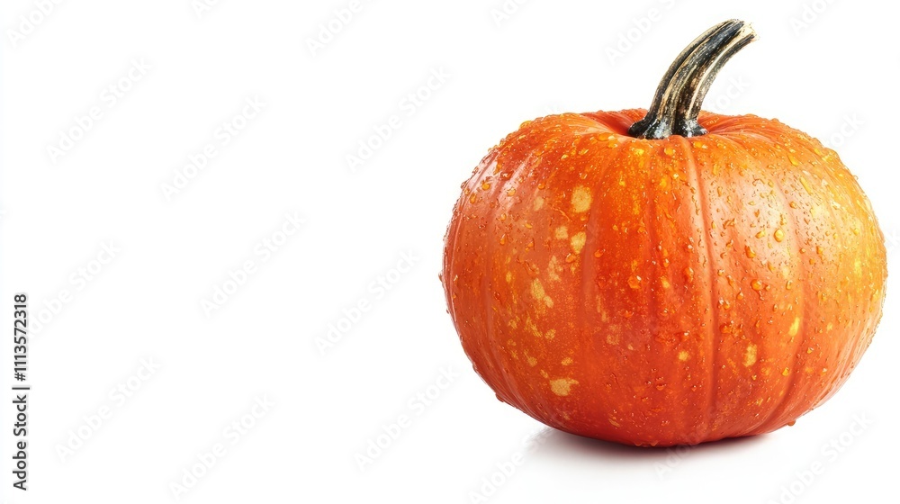 Obraz premium Halloween pumpkin on a white background, ideal for creative projects. This Halloween pumpkin image includes ample space for text, enhancing its visual appeal and versatility.