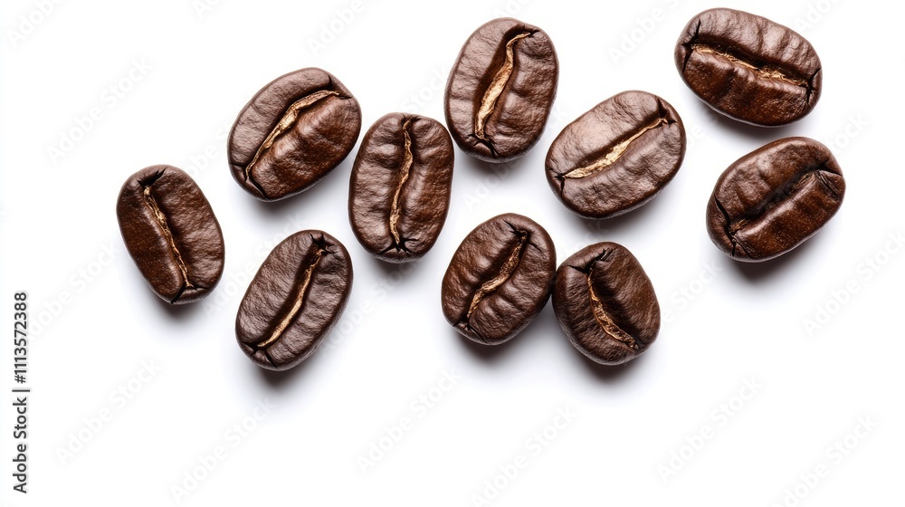 Coffee beans arranged on a white background, providing ample copy space for text. Perfect for highlighting the rich texture and color of coffee beans in your designs. Coffee beans arranged on a white background, providing ample copy space for text. Perfect for highlighting the rich texture and color of coffee beans in your designs.