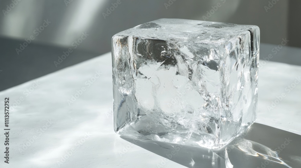 Transparent ice cube block on a white background creates an intriguing visual. This transparent ice cube block offers a clean aesthetic with ample space for your design needs. Transparent ice cube block on a white background creates an intriguing visual. This transparent ice cube block offers a clean aesthetic with ample space for your design needs.