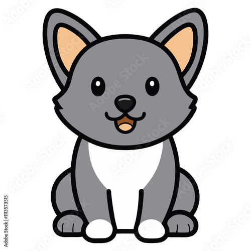 Playful Baby Swedish Vallhund Puppy Sitting Illustration Vector