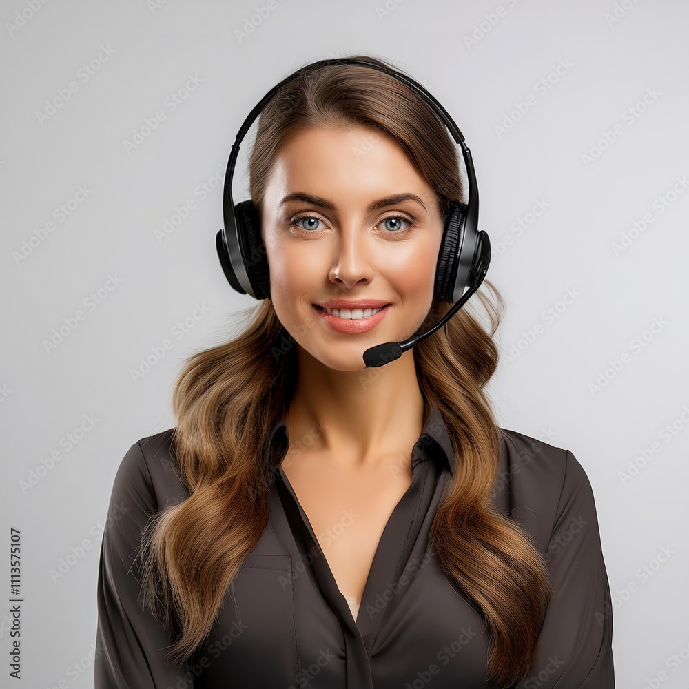 a smiling young female call center employee