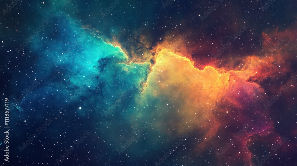 Fototapeta premium A breathtaking scene of a colourful nebula capturing the vivid beauty and magic of the cosmos.