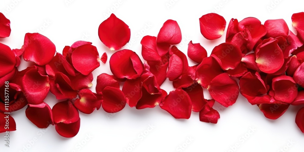 Vibrant Red Rose Petals Beautifully Arranged on a Soft White Background for Stunning Decorative Appeal and Romantic Touch in Various Projects Vibrant Red Rose Petals Beautifully Arranged on a Soft White Background for Stunning Decorative Appeal and Romantic Touch in Various Projects