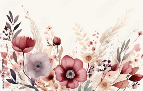 Colorful flowers bloom in shades of pink, creating a vibrant floral arrangement