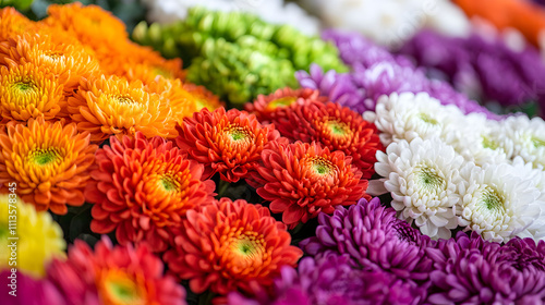 Vibrant Rainbow Colored Chrysanthemum Flower Bouquet