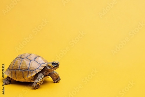 Close up of a tortoise basking in a serene habitat during the day