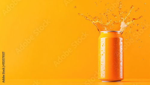 orange tin can with orange juice 