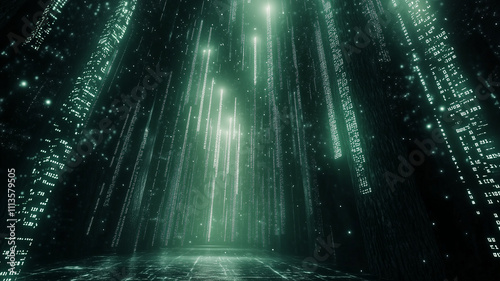 Digital Code Rain in Futuristic Style 