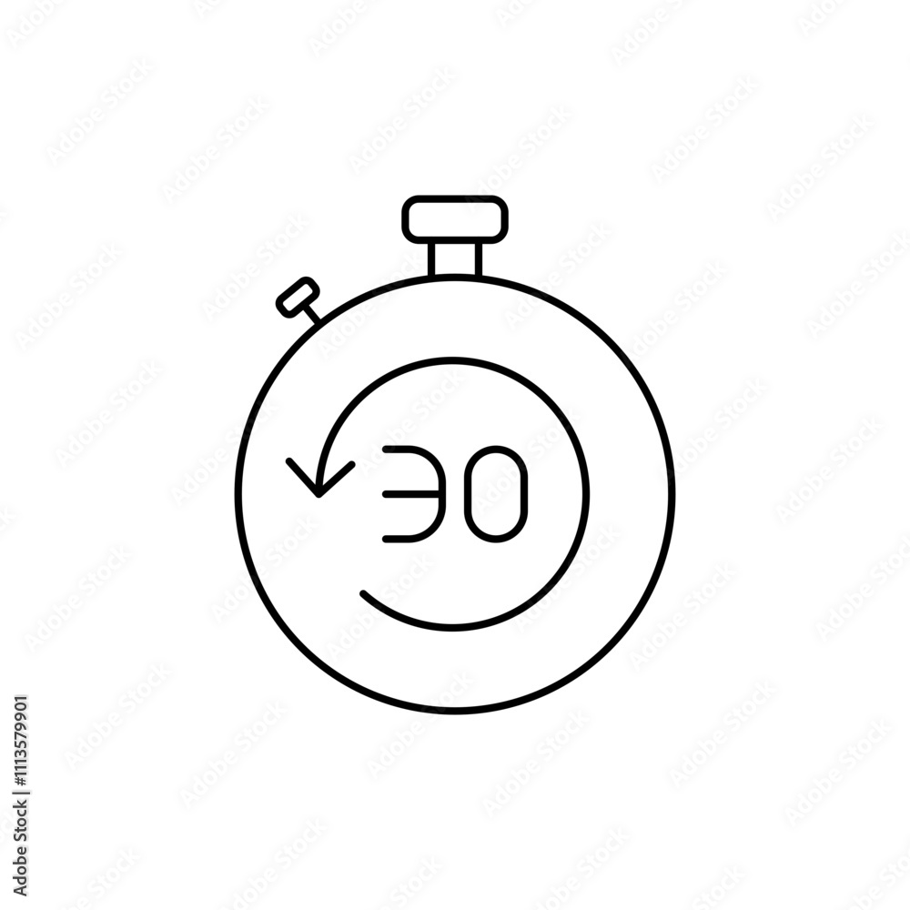 Outline Icon Countdown, Inverted clock icon to indicate counting down or forward. Outline Icon Countdown, Inverted clock icon to indicate counting down or forward.