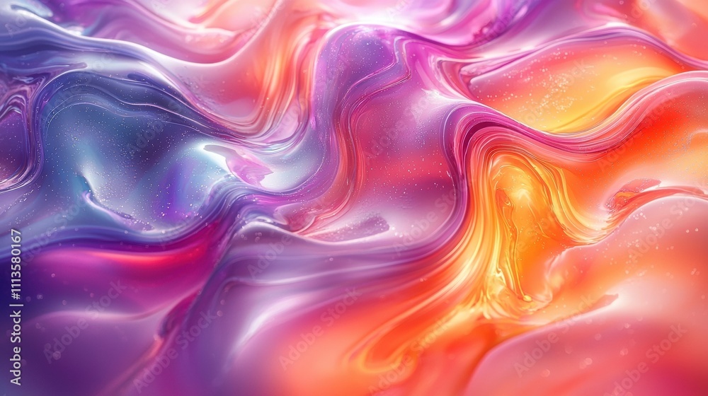 Mesmerizing Fluid Swirl of Vibrant Iridescent Colors and Patterns