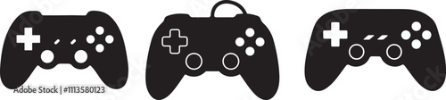 Gamepad Silhouette icon set vector on white background 