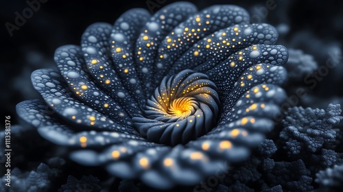 Glowing Spiral Flower Abstract Digital Art photo