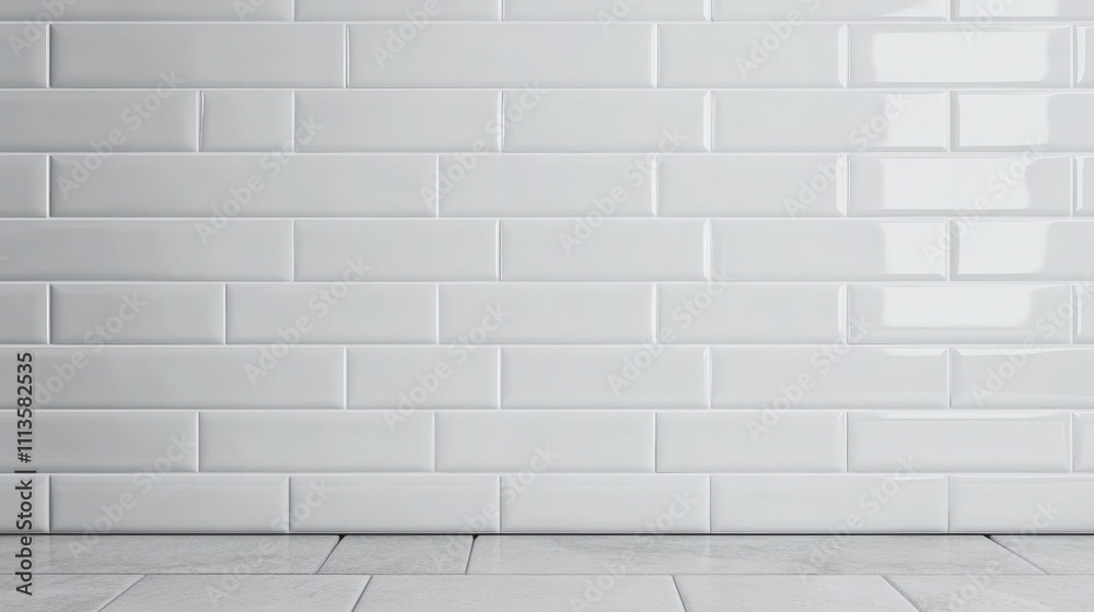 Naklejka premium Clean and Modern White Subway Tile Background for Interior Design or Home Renovation Project, Ideal for Use in Stylish Spaces and Contemporary Designs