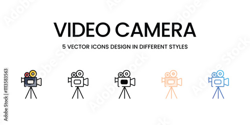 Video Camera icons set in different style vector stock illustration