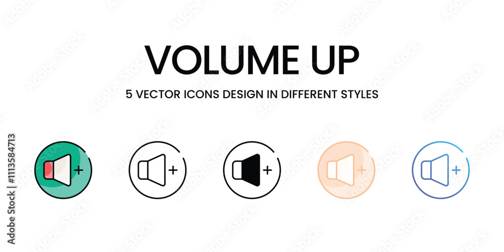 Volume Up icons set in different style vector stock illustration Volume Up icons set in different style vector stock illustration