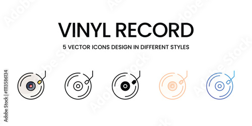 Vinyl Record icons set in different style vector stock illustration