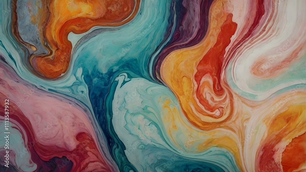 Vivid Abstract Art With Colorful Swirls and Fluid Motion in Paint Vivid Abstract Art With Colorful Swirls and Fluid Motion in Paint