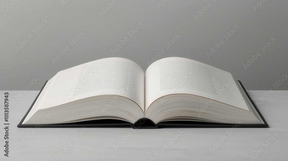 Open Book on a Table with Blank Pages Ready for Notes or Markings Open Book on a Table with Blank Pages Ready for Notes or Markings
